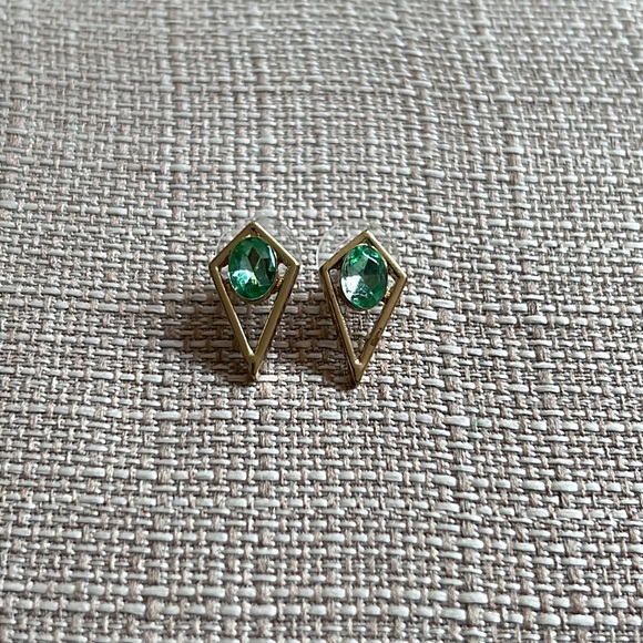 Francesca’s Collections Turquoise Gold Geometric Stud Earrings - Picture 3 of 5